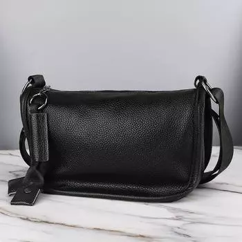 Сумка из натуральной кожи, женская сумка через плечо из мягкой кожи, большая вместимость, модная универсальная сумка для женщин среднего возраста, сумка на одно плечо для мам чёрный
