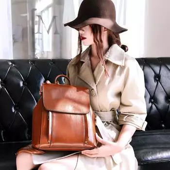 Сумка из натуральной кожи, женская сумка через плечо, большая емкость, ретро чёрный