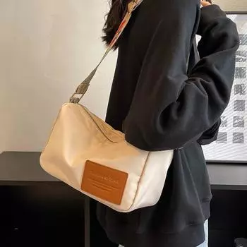 Сумка из нейлоновой ткани для женщин, большая вместимость, 2024, новая универсальная модная сумка-мессенджер с широким ремешком на плечо, сумка-подушка премиум-класса