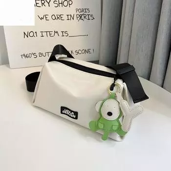 Сумка из нейлоновой ткани, сумка для фитнеса, легкая повседневная холщовая сумка, широкополосная сумка через плечо, длина 26 см, ширина 13 см, высота 16 см белый