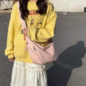 Сумка из нейлоновой ткани, женская сумка-мессенджер 2024 года, новая осенне-зимняя сумка большой вместимости, универсальная, модная, высокого класса чёрный