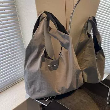 Сумка из однотонного нейлонового материала, универсальная модная сумка через плечо, мягкая, простая, модная сумка-тоут чёрный