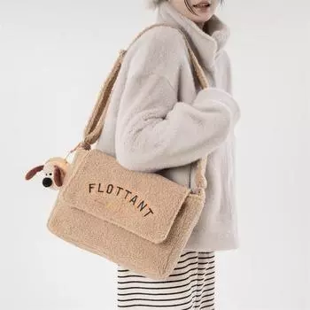 Сумка из овечьей шерсти, японская милая плюшевая женская сумка, модная сумка через плечо для девочек, сумка почтальона в стиле ретро с вышивкой букв only bag