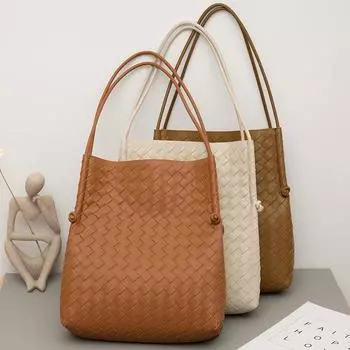Сумка из плетеной коровьей кожи для женщин Tide, модная, универсальная, большая вместимость, женская сумка из кожи для подмышек