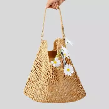 Сумка из соломы ручной работы Niche Design с выемками, летняя пляжная сумка для отдыха на море, женская сумка через плечо большой вместимости хаки