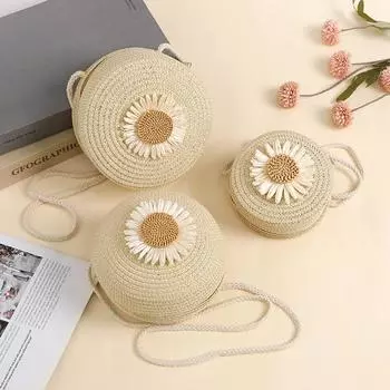 Сумка из соломы в деревенском стиле из рафии, плетеная сумка для телефона через плечо для женщин, пляжная соломенная маленькая сумка в праздничном стиле