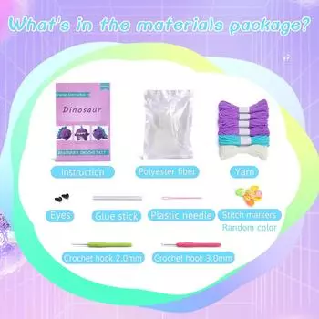 Сумка из трикотажного материала Fenrry Purple Dinosaur со швейными иглами, ручная работа, пряжа для вязания крючком для начинающих