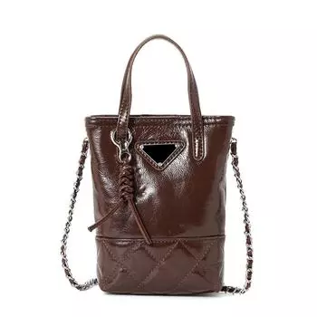 Сумка из воловьей кожи с металлической цепочкой в виде полумесяца, яркая клетчатая, новая модная, темпераментная, женская, переносная сумка через плечо