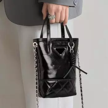 Сумка из воловьей кожи с принтом, стильная женская переносная сумка через плечо Mini(Max Length<20cm) чёрный