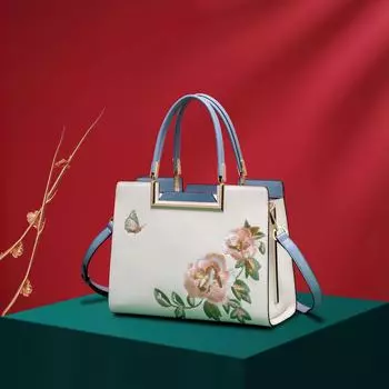 Сумка из вышитой кожи в китайском стиле Shenting 2024 года — большая вместимость для женщин