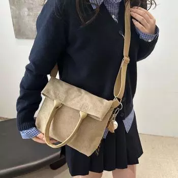 Сумка из замши и бархата, сумка через плечо, большая вместимость, женская сумка-тоут, винтажная сумка через плечо из искусственной кожи для студентов Brown