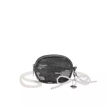 Сумка из жемчужного денима, стильная, расшитая пайетками.