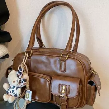 Сумка Ji Niche Retro женская сумка через плечо для поездок на работу модная портативная сумка Boston коричневый