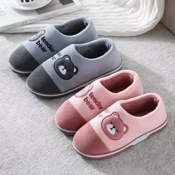 Сумка каблук хлопковая обувь производитель новые толстые подошвы зимние теплые ворсистые утолщенные домашние нескользящие пара хлопковые тапочки женские оптом 38-39 серый