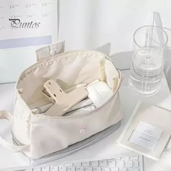 Сумка-карандаш большой емкости для хранения канцелярских принадлежностей для студентов с ручным ремешком и плавным механизмом застежки-молнии 3C косметичка темно-синий