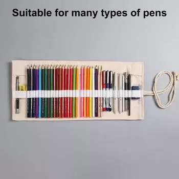 Сумка-карандаш большой емкости, холст, 12/24/36/48/72 отверстий, свернутая ручка, занавеска, сумка для канцелярских принадлежностей, школьные принадлежности XL