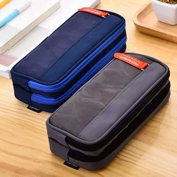 Сумка-карандаш большой емкости пылезащитные канцелярские принадлежности простой дизайн пенал для мальчиков для ежедневного использования темно-серого