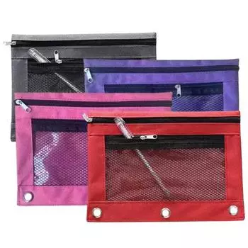 Сумка-карандаш большой емкости с сетчатыми окнами на молнии, сумка для хранения канцелярских принадлежностей, сумка для карандашей, школьная красный