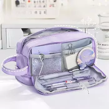 Сумка-карандаш для школьников с большой емкостью, многофункциональный пенал Macaron, милый пенал в тон, соответствующий цвету зелёный