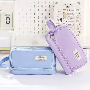 Сумка-карандаш для школьников с большой емкостью, многофункциональный пенал Macaron, милый пенал в тон, соответствующий цвету зелёный