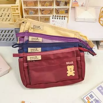 Сумка-карандаш Hello Bear, чехол для ручек, милый мультяшный рюкзак, стильная ручная сумка для хранения, карман для школьных канцелярских принадлежностей