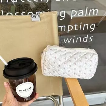 Сумка-карандаш из хлопчатобумажной ткани с цветочным принтом Kawaii, канцелярская сумка на молнии, переносная косметичка для женщин 03