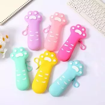 Сумка-карандаш «кошачья лапка» с застежкой-молнией, большой емкости, для хранения канцелярских принадлежностей красный