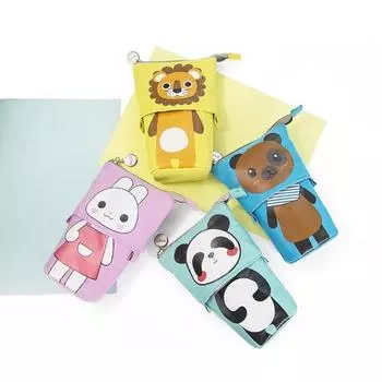 Сумка-карандаш с мультяшным принтом, большая емкость, дизайн на молнии, телескопический пенал, держатель для ручек для мальчиков и девочек Panda