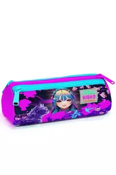 Сумка-карандаш с тремя отделениями Coral High Kids, фиолетово-розовая аниме-кошка с рисунком 22053