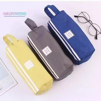 Сумка-карандаш с застежкой-молнией, большая вместительная двухслойная износостойкая сумка для кистей для макияжа, сумка для ручек, органайзер для канцелярских принадлежностей бежевый