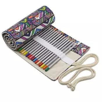 Сумка-карандаш в богемном стиле с 36/48/72 отделениями, холщовый чехол для маркеров, канцелярских принадлежностей, школы A6573