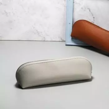 Сумка-карандаш, водонепроницаемый пенал из искусственной кожи, прочная гладкая сумка на молнии для хранения канцелярских принадлежностей для дома, школы серый