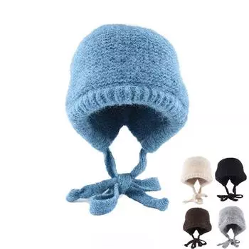 Сумка-кепка Балаклава Кепка Плюшевая Шапка Thunderbolt Женская Зимняя Теплая Защита Ушей Шерстяная Вязаная Шапка-Пуловер One Size серый