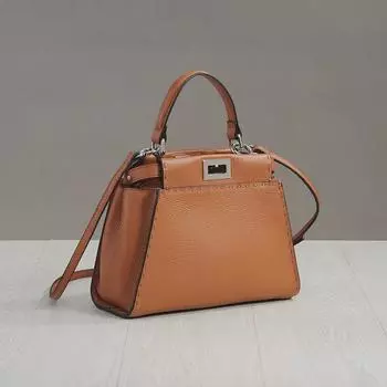 Сумка Kitten из натуральной кожи, весна/лето 2024 г., сшитая вручную: Модная сумка через плечо с узором личи Caramel 23CM