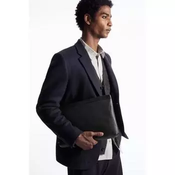 Сумка-клатч COS Japan на молнии из зерненой кожи