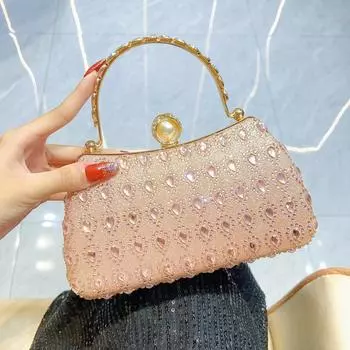 Сумка-клатч для банкета, инкрустированная бриллиантами, маленькая сумка, светская львица, сумка на одно плечо, ручная сумка для ужина через плечо шампанского/золотой