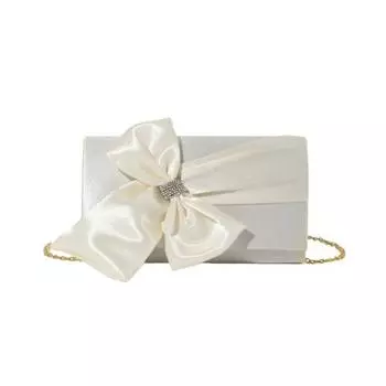 Сумка-клатч из искусственного шелка и атласа с бантом, чехол из атласной ткани белый