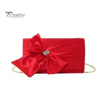 Сумка-клатч из искусственного шелка и атласа с бантом, чехол из атласной ткани, вечерняя сумочка, сумка на плечо для свадеб, официальных мероприятий красный