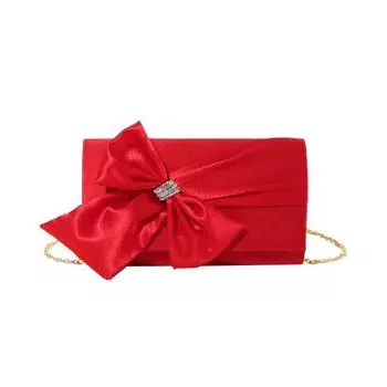 Сумка-клатч из искусственного шелка и атласа с бантом, чехол из атласной ткани, вечерний красный