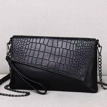 Сумка-клатч из кожи с узором из камня, женская, большая вместимость, женская сумка-мессенджер с цепочкой, модная банкетная сумочка темно-зеленого