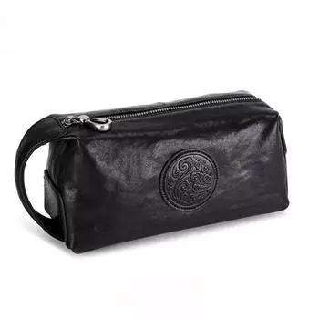 Сумка-клатч из натуральной кожи большой емкости Grasp Baotou Layer Cowhide для мужчин в деловом стиле чёрный