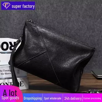 Сумка-клатч из натуральной кожи большой вместимости из коровьей кожи - Мягкий конверт size 10 чёрный