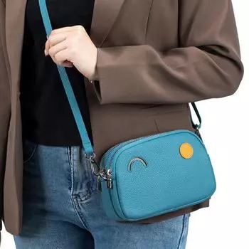 Сумка-клатч из натуральной кожи с тремя молниями, симпатичная сумка через плечо на одно плечо, простая женская сумка премиум-класса, сумка для мобильного телефона большой емкости золотисто-коричневый