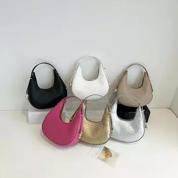 Сумка-клатч, роскошная женская сумка из искусственной кожи с чистым модным рисунком аллигатора, сумки через плечо для женщин с маленькой ручкой под мышкой 21x 6x21.5cm ярко-розовый