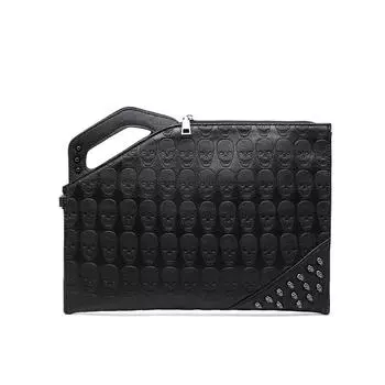 Сумка-клатч с изображением головы призрака и черепа для женщин, сумка через плечо, сумки-конверты, мужская сумка-конверт, большая вместительность, черная кожа чёрный