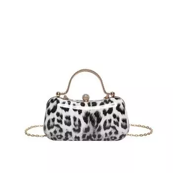 Сумка-клатч с леопардовым принтом для интернет-знаменитостей, женская, новая, 2025, корейская версия, модная, ретро, на плечо, сумка-мессенджер, сумка для ужина белый