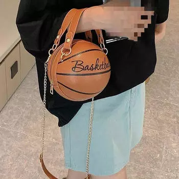 Сумка-клатч в форме баскетбольного мяча на молнии из искусственной кожи для телефона в отпуске коричневый