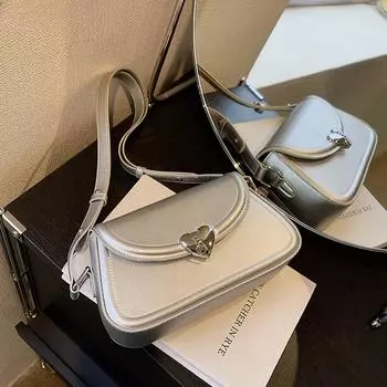 Сумка-кнопка Love Button Crossbody женская сумка маленькая серебристая сумка для телефона через плечо 23x14x6cm чёрный