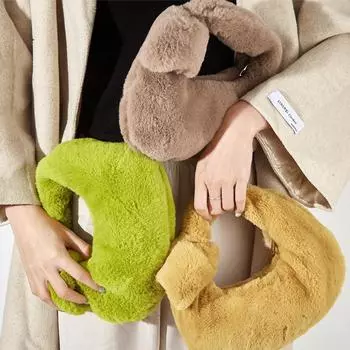 Сумка Knot Plush Bag Handheld Style Mini Universal Bag Женская сумка 27*20cm оливковое зеленый