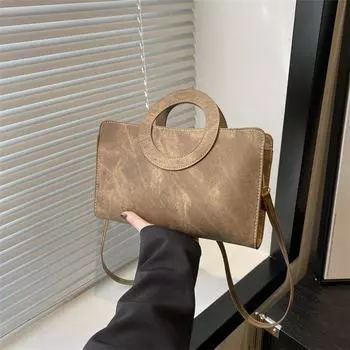 Сумка-кольцо Niche, женская, весна-лето 2024, новая модная однотонная повседневная фактурная сумка-мессенджер через плечо чёрный